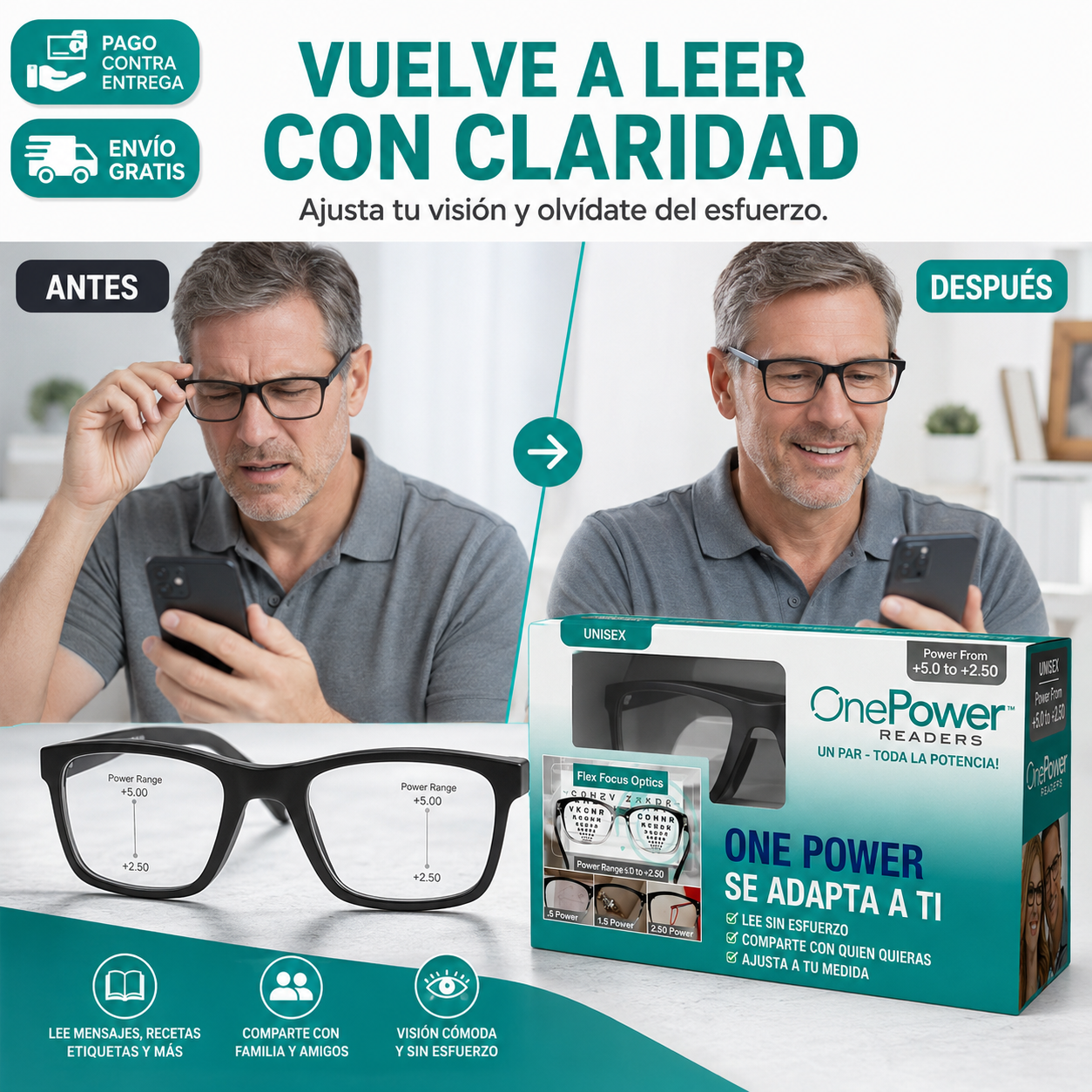 Lentes Inteligentes One Power®: Enfoque Automático y Visión Perfecta al Instante